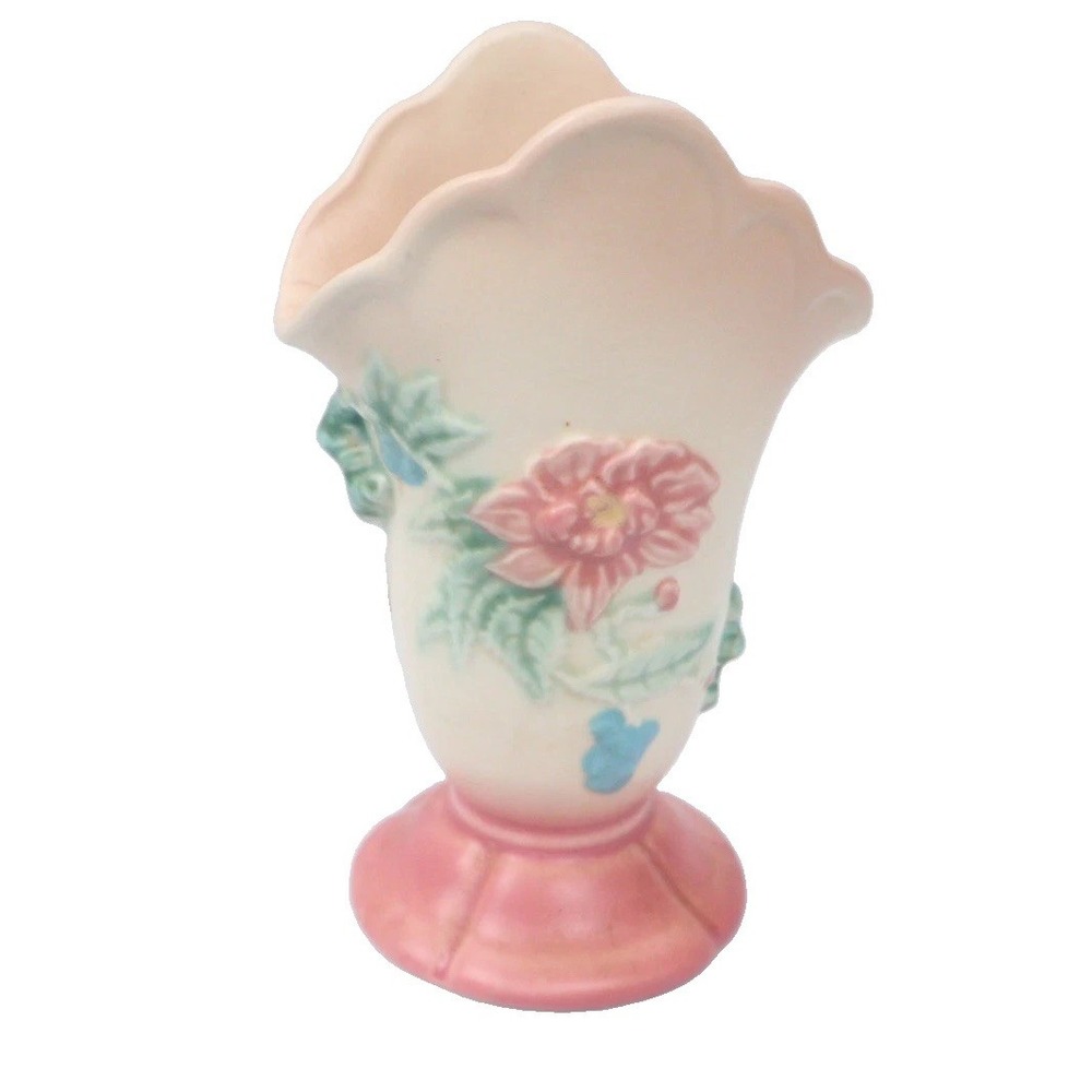VTG Hull Art Pottery Vase 6" Woodland-Dawn Rose 3D Matte MCM